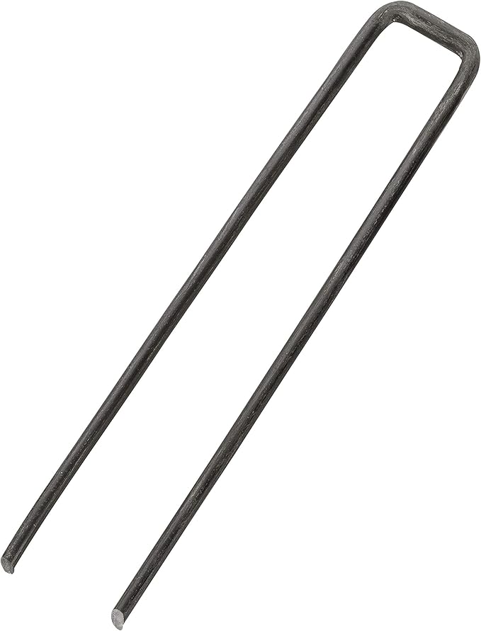 GardenMate 100-Pack 4'' 11 Gauge Heavy-Duty U-Shaped Garden Securing Stakes/Spikes/Pins/Pegs - Sod Staples for Anchoring Landscape Fabric