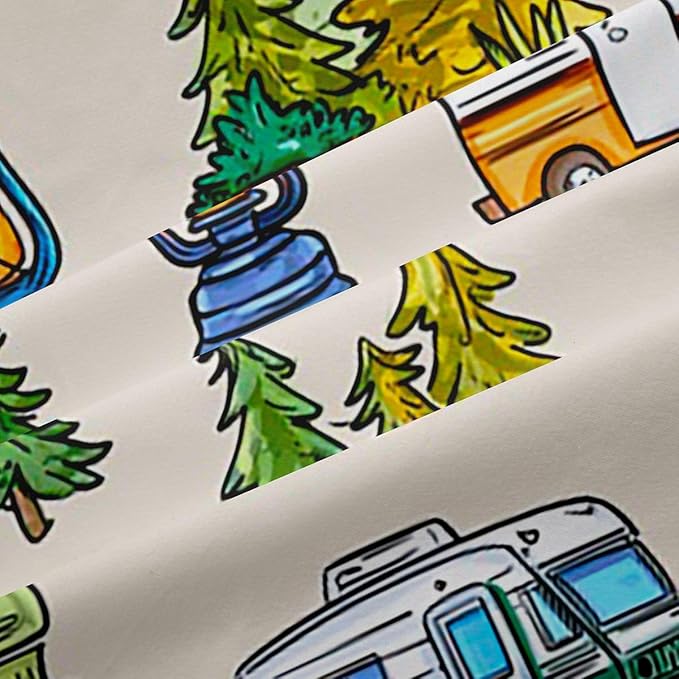 Feelyou Vintage Camper Blackout Curtains Rustic Camping Trailer Darkening Drapes for Bedroom Living Room Decor Happy Camping Thermal Insulated Shades Window Treatments, 2 Panels 38 x 54 Inch