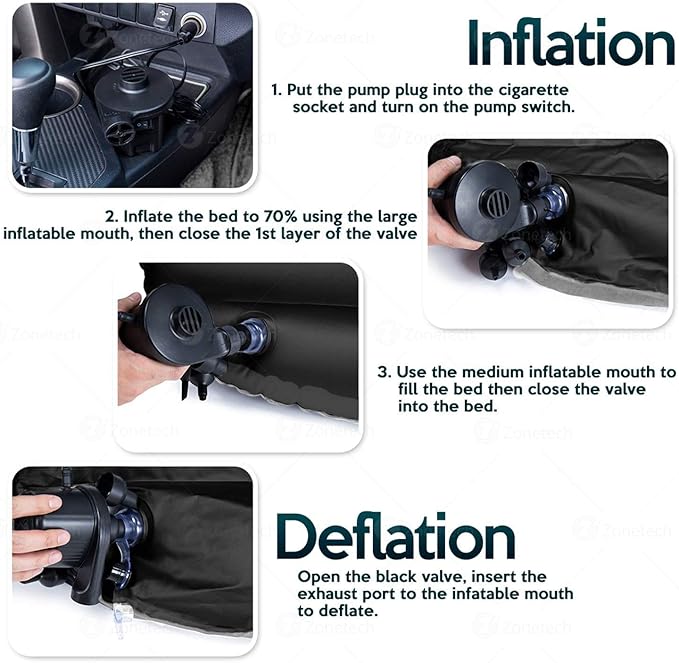 Inflatable Car Air Mattress Back Seat Bed with Air Pump,Thickened Portable Car Travel Sleeping Camping Air Mattress Blow Up Bed for Car Universal SUV