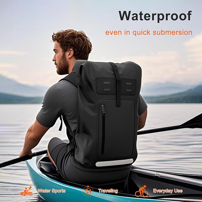 Waterproof Backpack，Heavy Duty Hiking Backpack，35/55/85L dry bag backpack waterproof for Men，Roll-Top Closure，for Kayaking, Travel, Hiking, Fishing, Camping, Motorcycles (grey, 35L)