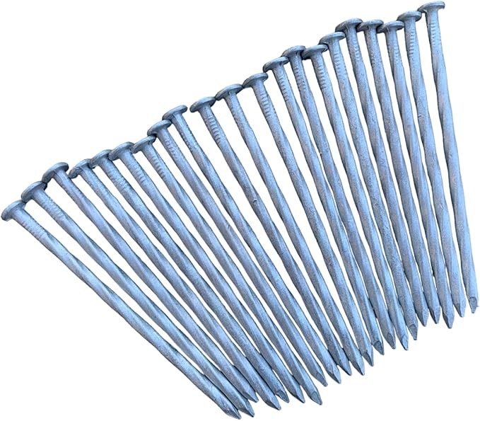 Sandbaggy 6" Spiral Landscape Timber Spikes - Galvanized Steel Nails - Landscaping Stakes, Artificial Turf Pins - 3 Gauge Steel (Metal, 300)