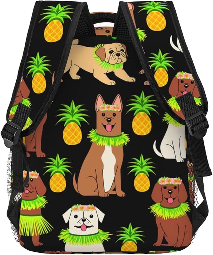Rucksack Anti-Theft Multipurpose Big Capacity Carry On Bag, Beach Dog Yellow Labrador Pineapple Traveling Camping Backpack With Side Pockets