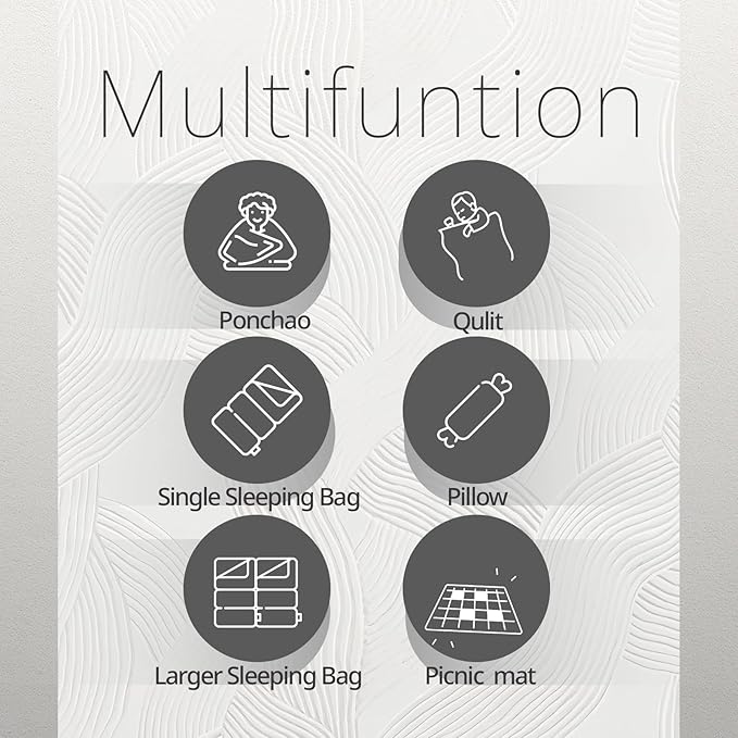 GEERTOP Lightweight Outdoor Camping Blankets for Adults, Compact Travel Blanket for Hiking Backpacking All Weather Sleeping Bag Quilt for Beach, Park, Stadium