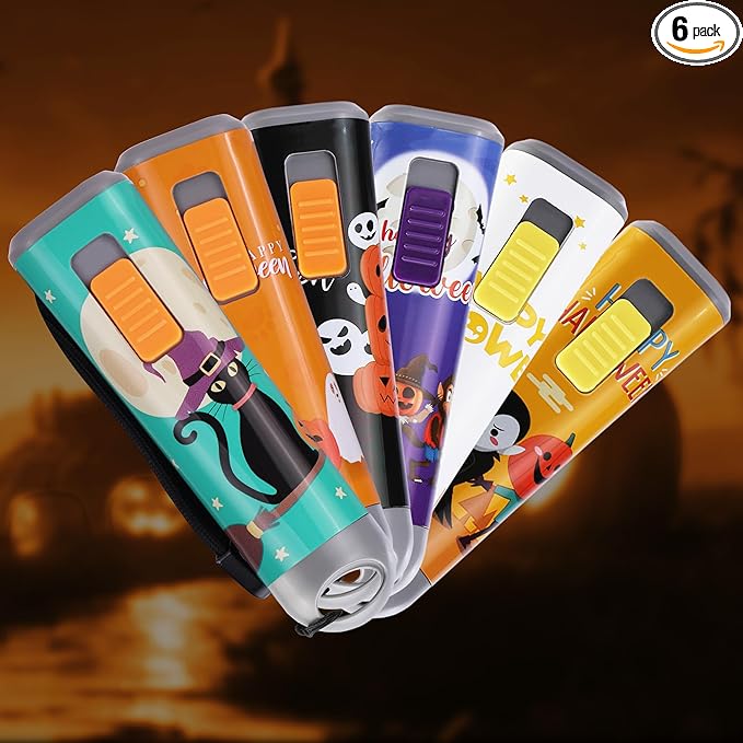 EverBrite 6-Pack LED Flashlights Halloween Gifts, Mini Flash Lights Handheld Torch with Lanyard, 18 AAA Batteries Included, Mixed Color