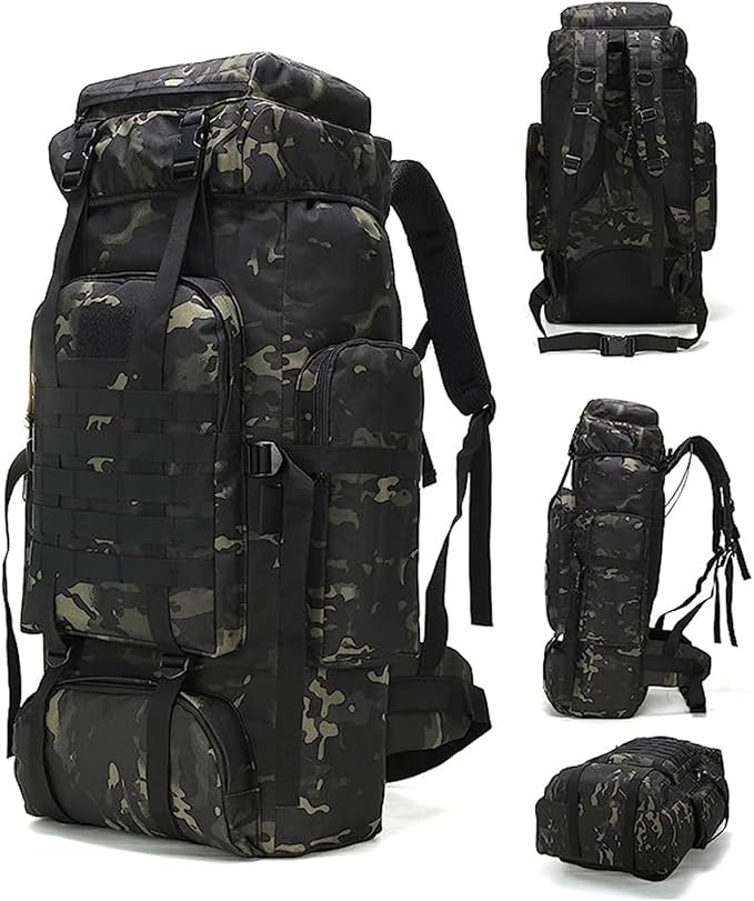 King'sGuard 70L Camping Hiking Backpack for Men Women Large Military Tactical Backpack Molle Rucksack Backpack for Outdoor