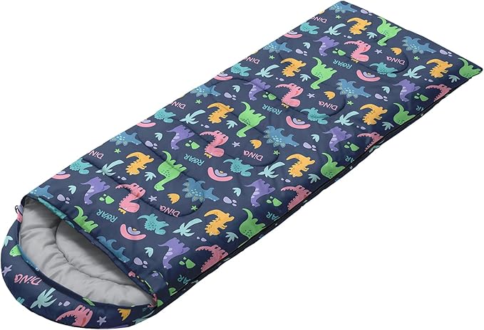 AILONEN Boys Sleeping Bag for Camping,Nautical Anchor,Lightweight & Waterproof,3 Season Warm & Cool Weather,Navy Blue Sleeping Bags for Kids Men Travelling,Outdoors
