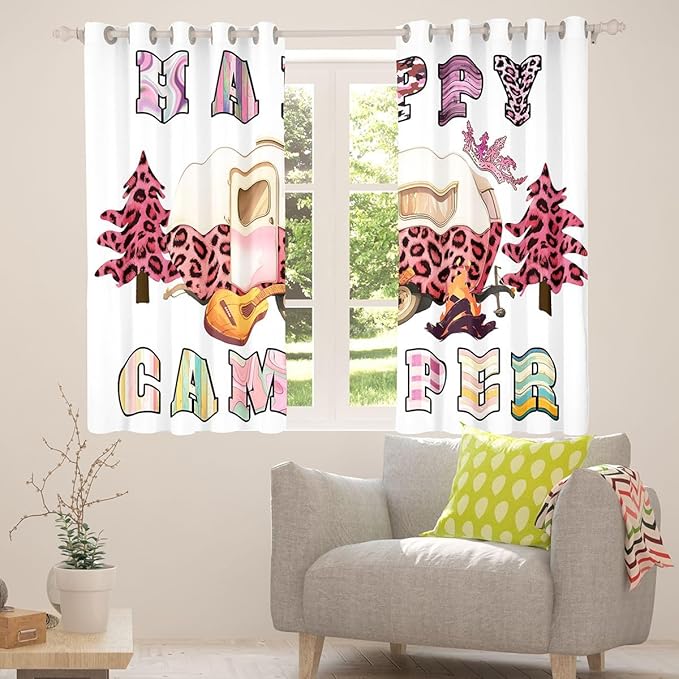 Erosebridal RV Camper Window Curtains 42" Wx84 L Leopard Print Blackout Curtains for Bedroom Living Room,Rustic Cheetah Animals Skin Window Treatments Outdoor Traveling Drapes Decor 2 Panels