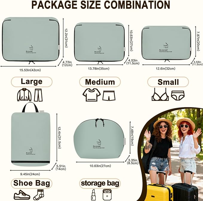 Packing Cubes for Travel, Various Sizes Luggage Organizer Bags with Double Zipper, Durable Space Saver Bags Travel Essentials (5 Set, Grey)