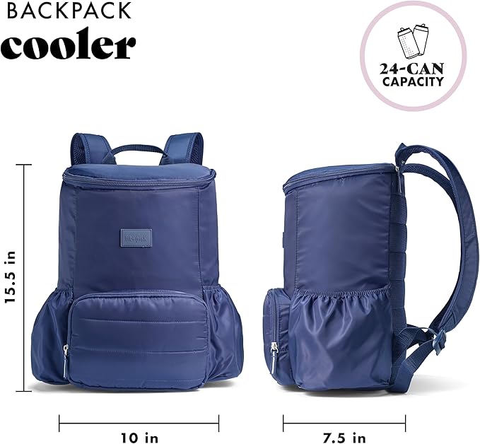 Fit & Fresh Insulated Backpack Soft Cooler – Leak-Resistant Beach & Travel Bag for Women, 24 Can Capacity Picnic & Cooler Bag