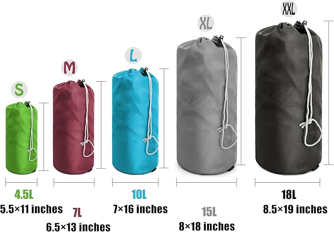 BeeGreen Small-Drawstring Pouch-Bags 6 Pack with Dust Flap Stuff Sack Bags for Travel, Camping, Outdoor Products