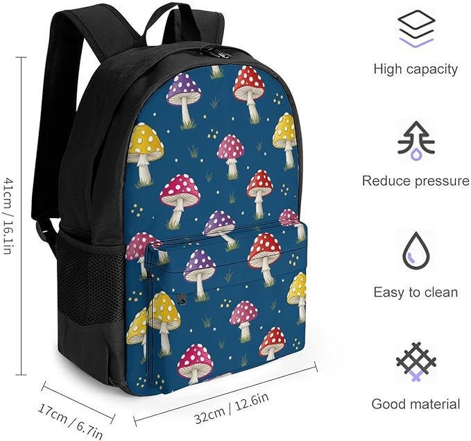 Multipurpose Business Travel Rucksack Mushroom College Bookbag with Large Capacity Backpack for College Men Women