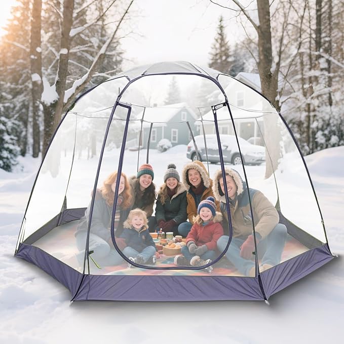 Screen Houses Pop-up Outdoor Camping Tent, 540 Degree Fully Transparent Non Dead Corner Gazebo