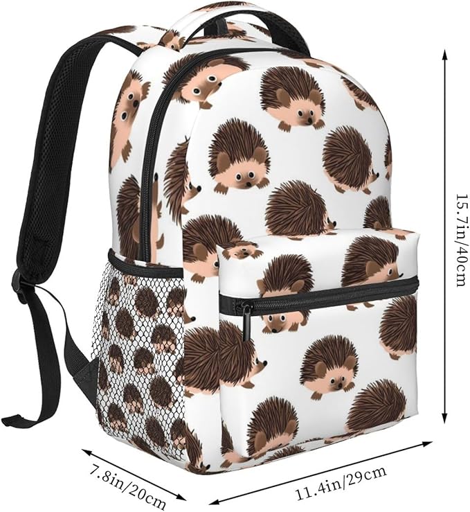 Lightweight Daypack for Camping Business Walking Cycling, Large Capacity Anti-Theft Multipurpose Bookbag, Cute Hedgehog Gym Outdoor Hiking Backpack