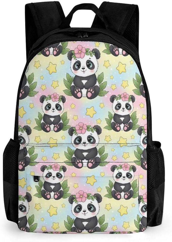 Outdoor Backpack Gym Bag Cute Rainbow Panda Outdoor Activities with Big Capacity Daypack, College Bookbag