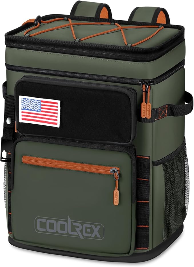 Large Backpack Cooler 36 Can Cooler Backpack with 2 Insulated Compartments Leak Proof Waterproof Travel Backpack, Camping Beach Picnic Lunch Thermal Bag for Women and Men (Green)