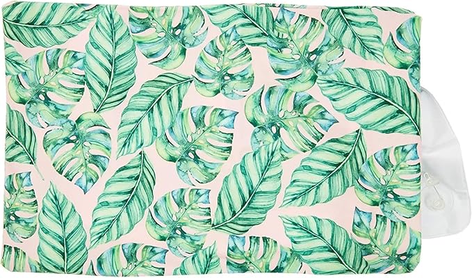 Blue Panda Blow Up Pool Pillow - 17 x 10 in - Tropical Leaves Pattern - Inflatable Pillow for Pools