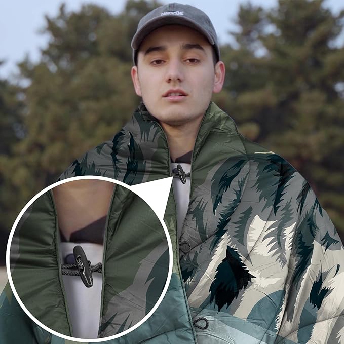 Camping Blanket Puffy - Outdoor Stadium Blanket Wearable, Lightweight, Packable, Machine Washable Camping Quilt for Traveling, Picnic, Beach, Party