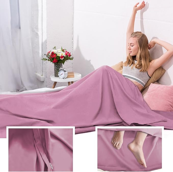 Sleeping Bag Liner,Travel Sheet & Adult Sleep Sack, Camping Sheets Travel Sleep Sack for Backpacking,Hotels & Hostels -Lightweight Single &Double Travel Sheet Camping Sheets