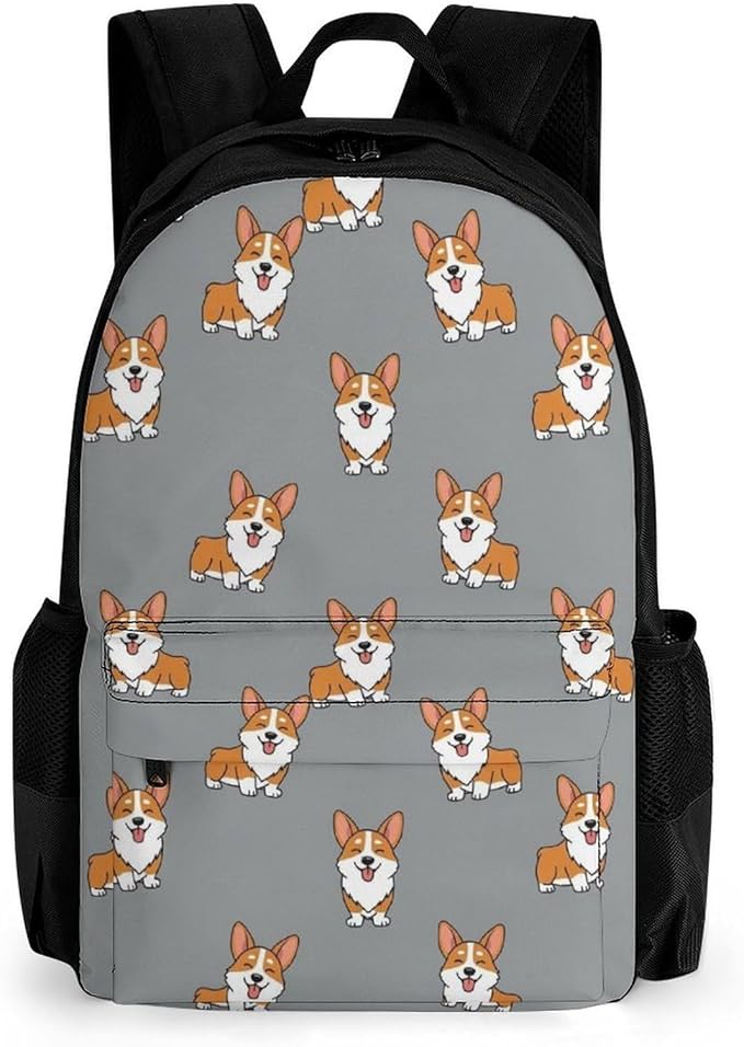 Adults Lightweight Funny Cute Corgis Puppy Shoulder Book Bags Big Capacity Shoulder Bag With Adjustable Shoulder Straps for Trekking Work Walking Cycling
