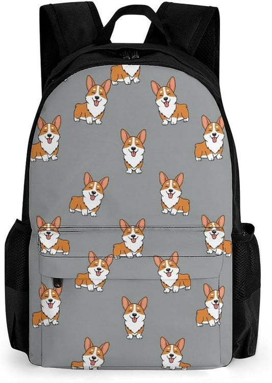 Adults Lightweight Funny Cute Corgis Puppy Shoulder Book Bags Big Capacity Shoulder Bag With Adjustable Shoulder Straps for Trekking Work Walking Cycling