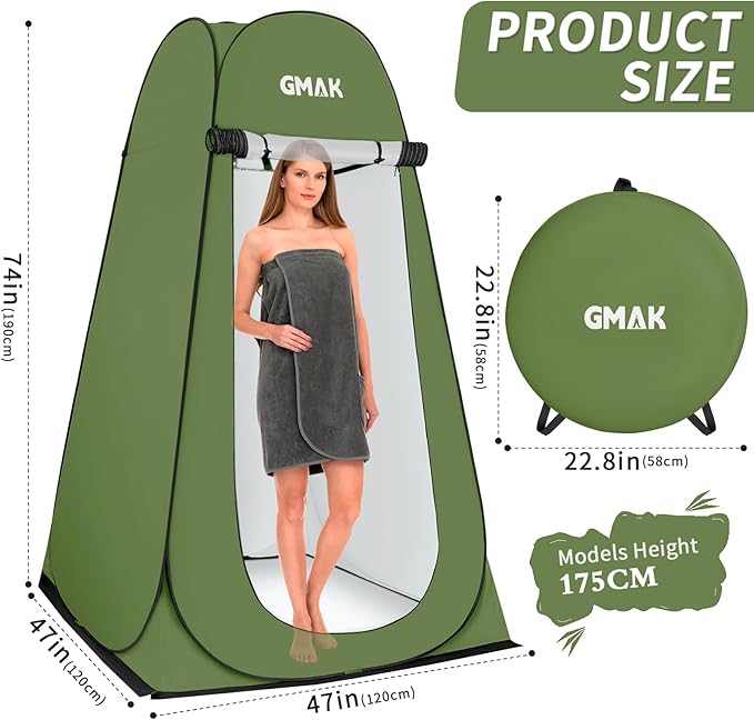 GMAK Pop Up Privacy Shower Tent, Portable Pop Up Beach Dressing Changing Room UV/Rain Outdoor Privacy Shelter Camping Tent, Shower Room Toilet Shelters for Outdoor Hiking Beach Picnic Fishing, Green