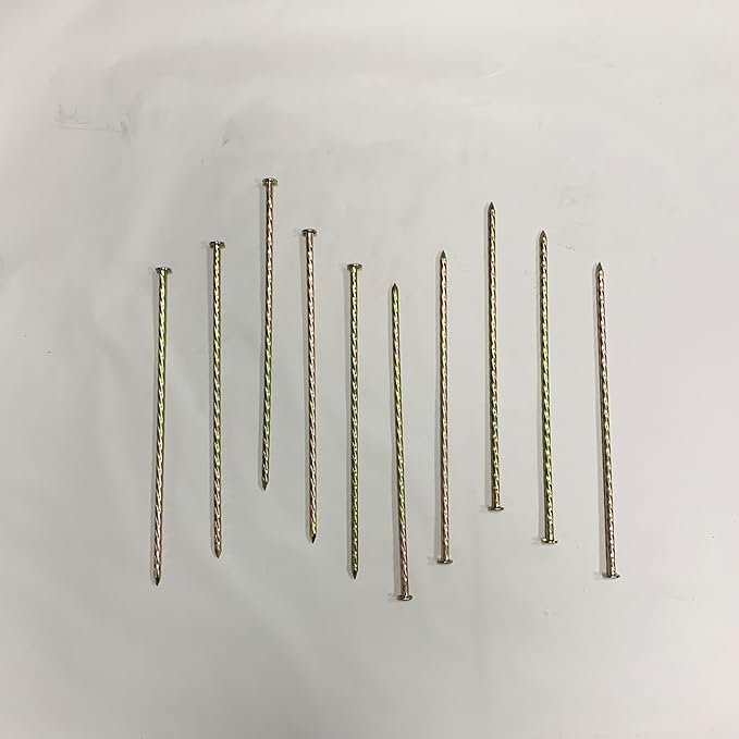 14-inch Galvanized Super Long Steel Nails for Wooden Piles Grass Floor Landscape Metal Yellow Nails Rust-Proof Extension Reinforcement Tent Camping Garden Anchor (20PCS)