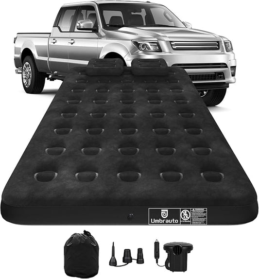Umbrauto Air Mattress for 5.5-6.5 ft Short Bed Full-Size Trucks, Pickup Truck Airbed Mattress with Corded Air Pump for Outdoor Travel