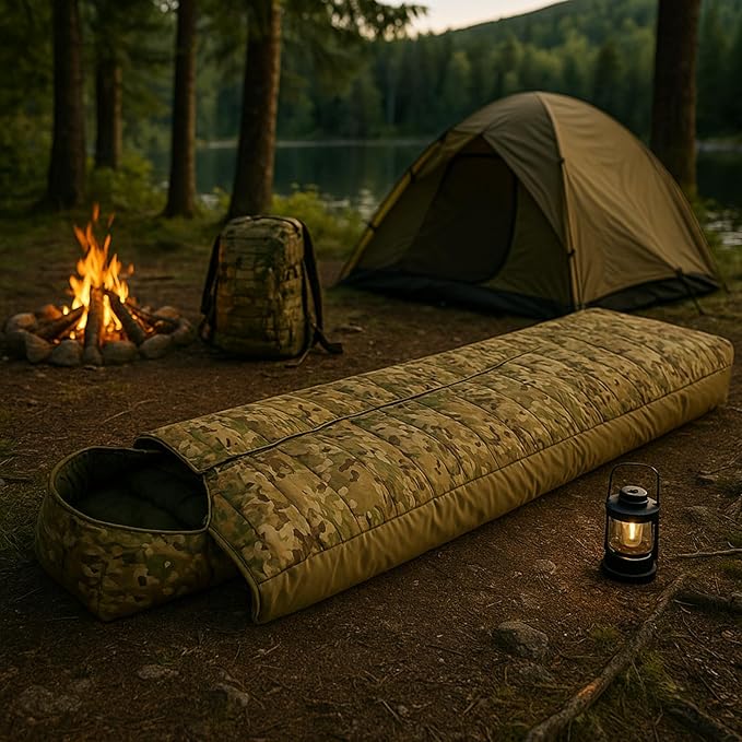 MT British Army Pattern 1958 Style Sleeping Bag – Military Tactical Roll-up Sleep System with Compression Sack, Waterproof & Warm, Outdoor Survival Gear Multi-Terrain