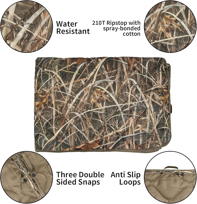 LOOGU Camo Blanket Waterproof Insulation Poncho Liner for Outdoor Camping, Hiking, Hunting, Survival, Backpacking, Picnicking