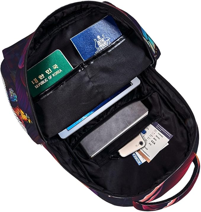 Men Women Polyester Trippy Tie Dye Rose Colorful Art Daypack Big Capacity Shoulder Bag With Adjustable Shoulder Straps for Camping Travel Walking Cycling