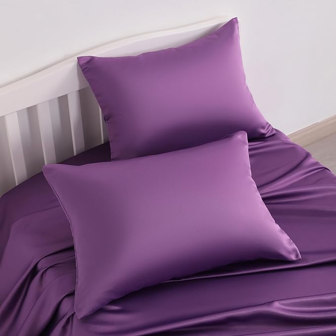 NTBAY Zippered Silk Satin Toddler Pillowcases - 2 Pack Hidden Zipper 13x18 Pillowcases - Luxury and Silky Baby Travel Pillow Covers, Purple