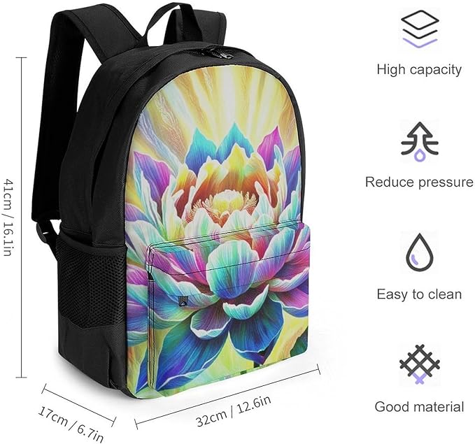Rucksack Multipurpose Anti-Theft Big Capacity Shoulder Bag, Healing Poppy Flower Travel Hiking Camping Rucksack With Side Pockets