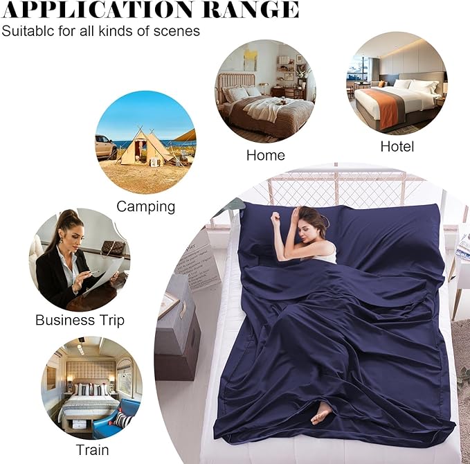 Sleeping Bag Liner,Travel Sheet & Adult Sleep Sack, Camping Sheets Travel Sleep Sack for Backpacking,Hotels & Hostels -Lightweight Single &Double Travel Sheet Camping Sheets