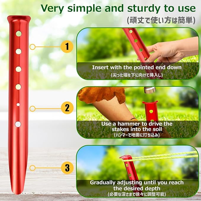 Azarxis Snow Sand Tent Stakes Pegs Aluminum U-Shaped Lightweight Heavy Duty Ground Nails for Beach Shade Canopy Camping Hiking Backpacking Picnic
