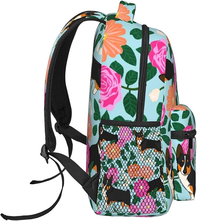 Men Women Polyester Italian Greyhound Dog Flower Daypack Big Capacity Shoulder Bag With Adjustable Shoulder Straps for Camping Travel Walking Cycling