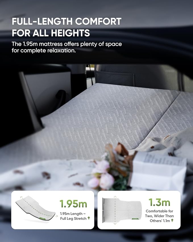 Tesla Model 3 Camping Mattress | Foldable Memory Foam Car Bed, Custom-Fit for Tesla Trunk Sleep Pad, Non-Slip, Dual-Mode Design, Skin-Friendly Cover, Ideal for Road Trips & Car Camping