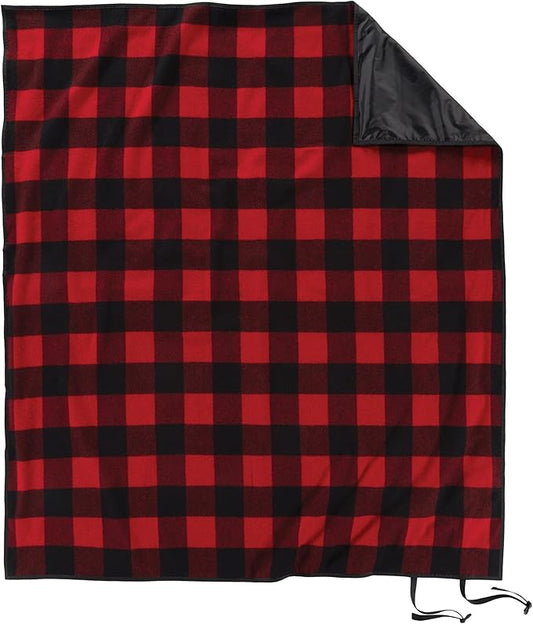 Pendleton Roll-Up Travel Blanket 60” x 70”, Durable Wool Blanket with a Waterproof Nylon Backing, Portable for Travel, Camping and Picnics with Leather Handle Grip and Patch