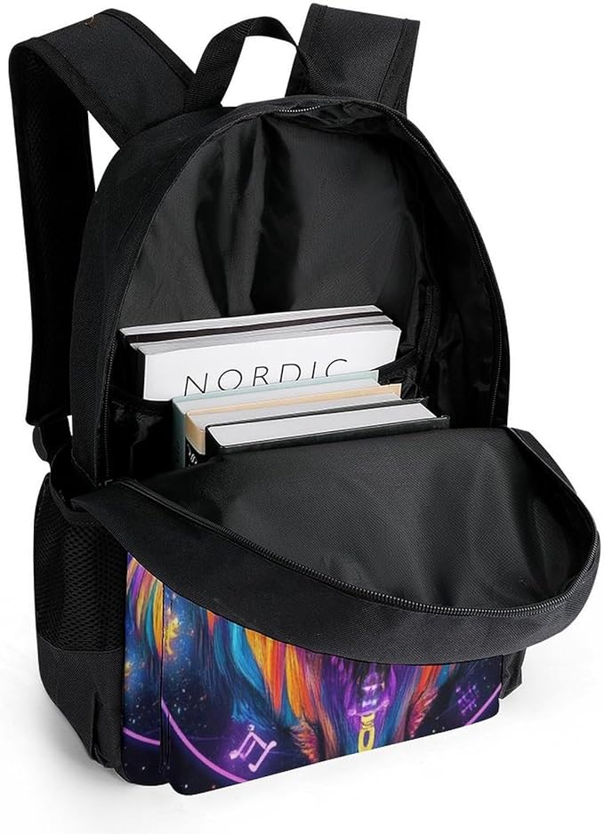 Supdreamc Daypack Bookbag Anti-Theft Multipurpose Large Capacity Bookbag, Trippy Lion Leo Constellation Art Travel Hiking Camping Rucksack With Adjustable Shoulder Straps