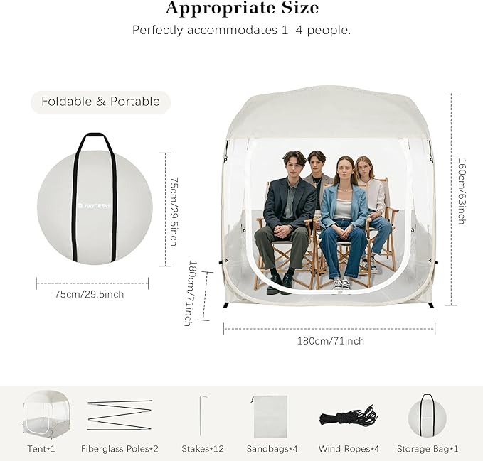 Sports Tent, Portable & Foldable Pop Up Tents Shelter with Carry Bag, Instant Weather Proof Clear View Bubble Tent for Fishing, Camping, Watching Sports Events