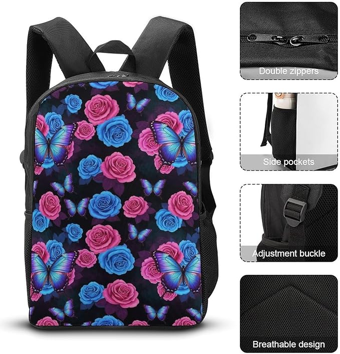 Casual College Daypack Butterfly Multipurpose Business Travel with Large Capacity Rucksack for Men Women