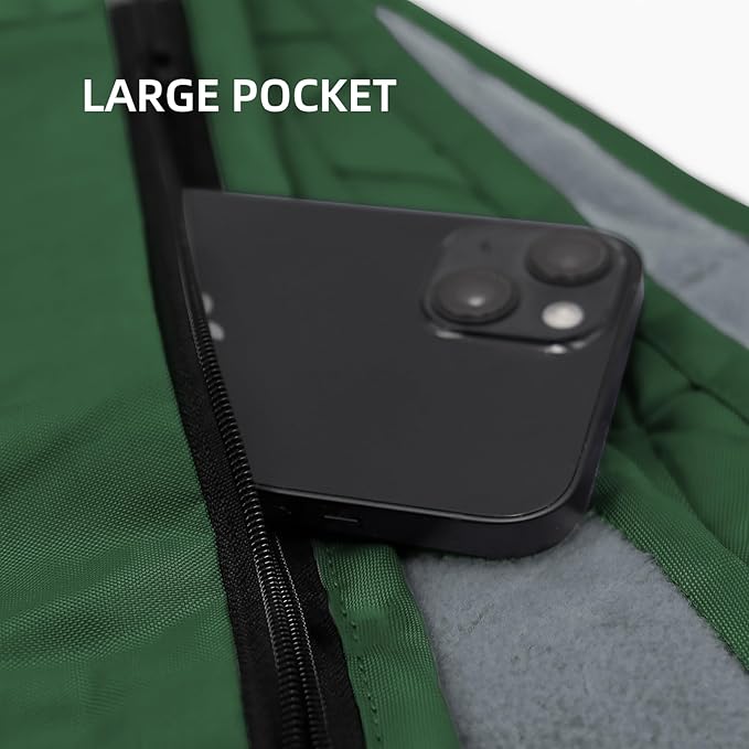 Outdoor Waterproof Blanket, Foldable Fleece Stadium Blanket for Outdoor Sports Event, Camping, Car, Pet, Picnics - Windproof, Wearable, Machine Washable 80" x 58" (Green,Hooded)