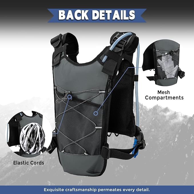 Outdoor Hydration Vest for Running & Hiking, Lightweight Breathable Water Backpack with 2.0L Bladder, Bounce-Free Chest Pack for Marathon, Cycling, Trekking for Men and Women