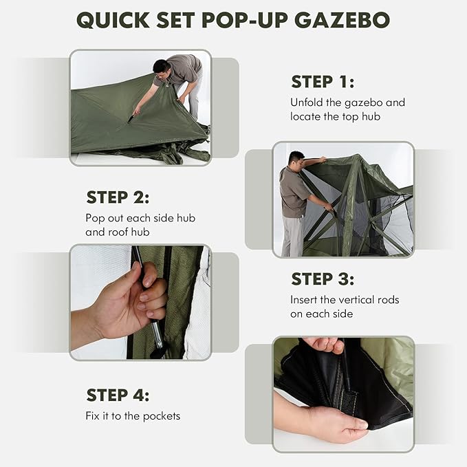 Tangkula 6.7x6.7 Ft Pop Up Gazebo with Netting, Portable Screen Tent with 4 Sided Mesh Walls, 2 Sunshade Cloths, UV 50+ Instant Canopy Shelter with Carry Bag for Camping, Lawn, Backyard