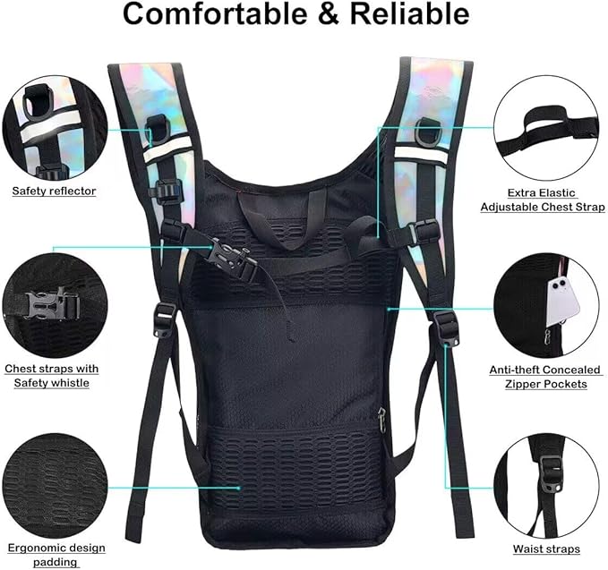 Hydration Backpack Pack, Water Backpack 20L Capacities Included 2L Hydration Bladder, Festival Essential - Rave Hydration Pack Hydropack Hydro for Hiking, Festival Gear