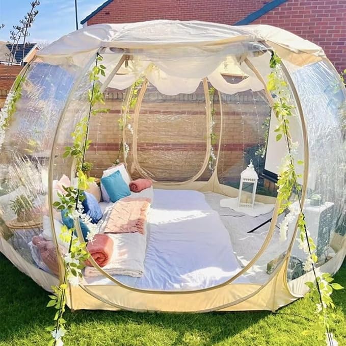Screen Houses Pop-up Outdoor Camping Tent, 540 Degree Fully Transparent Non Dead Corner Gazebo