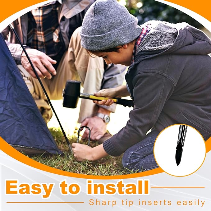 Rebar Stakes, 12 Inch 12 Pack Ground Stakes U Hook Heavy Duty Metal Steel Trampoline Anchors with Chisel Point for Trampoline High Wind Chicken Coop Accessories Fence Gardening Tent Dog