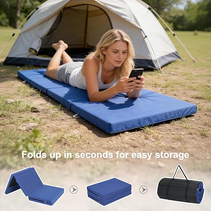 DoCred Oversized XXL Folding Camping Cot with 2” Mattress, Heavy Duty Sleeping Cot for Adults, Portable Adults Outdoor Bed with Carry Bag, Travel Camp Cots