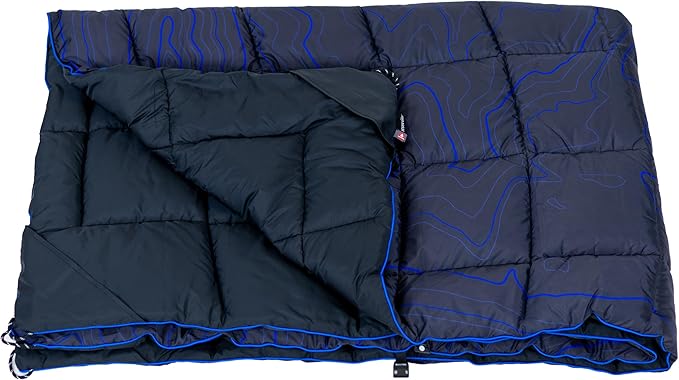 Versatile Packable Outdoor Camping Blanket, Puffy Blanket, Primaloft® Insulation, Warm, Durable, Lightweight, Waterproof, Oversize, Beach, Stadium, and More! 55"x80" (Logan Peak)