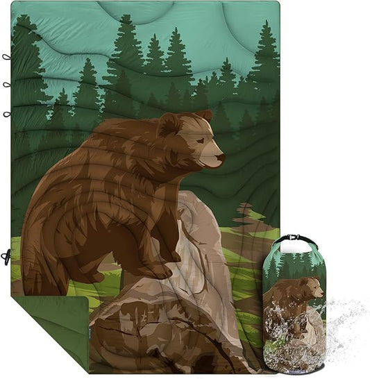 Camping Blanket Puffy - Outdoor Stadium Blanket Wearable, Lightweight, Packable, Machine Washable Camping Quilt for Traveling, Picnic, Beach, Party