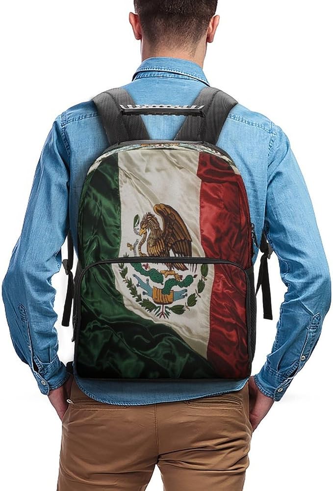 Daypack Lightweight Multipurpose Anti-Theft Retro Mexico Flag Shoulder Bag Large Capacity Laptop Book Bag Rucksack With Adjustable Shoulder Straps